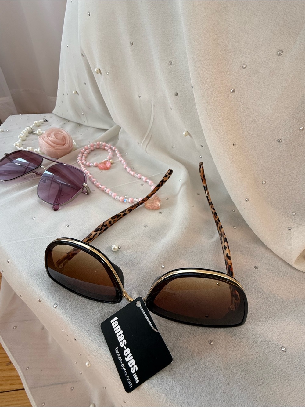 Leopard-Arm Brown Gradient Lens Women's Sunglasses